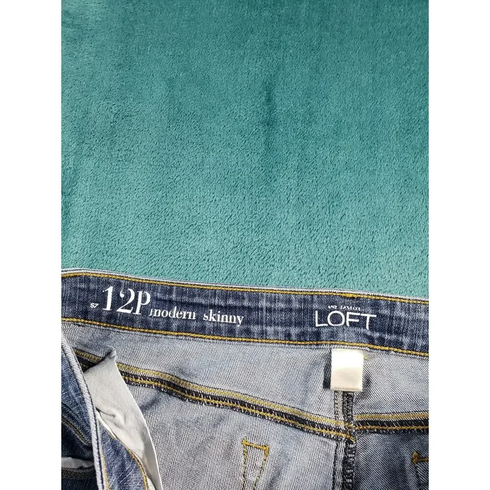 Loft Jeans Size 12 Petite Women Blue Pants Denim Stretch Mid Rise Modern Skinny
